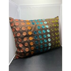 Pier‎ 1 Throw Pillow Embroidered polka Dots Lumbar Pillow Decorative Accent